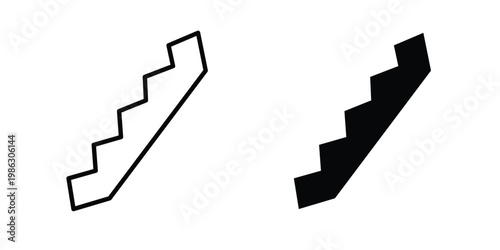 Stairs icon symbol collection, Stroke and flat icons