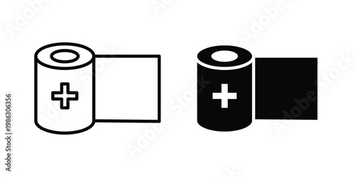 Sterile gauze icon symbol collection, Stroke and flat icons