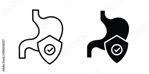 Stomach protection icon symbol collection, Stroke and flat icons