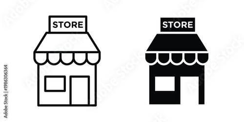 Store icon symbol collection, Stroke and flat icons