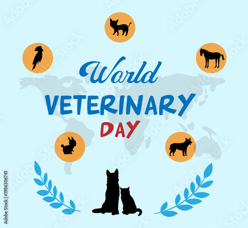 World Veterinary Day Celebration. illustration banner design.