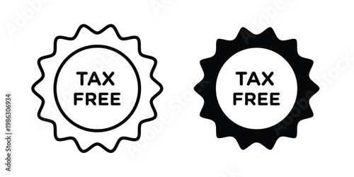 Tax free icon symbol collection, Stroke and flat icons