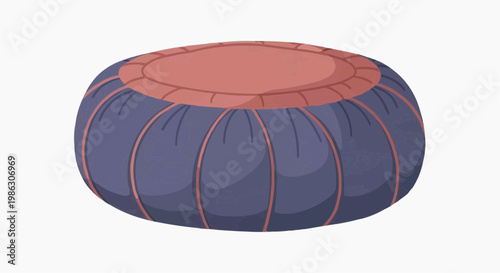 A vector graphic illustration of a purple and pink pouf with a minimalist design