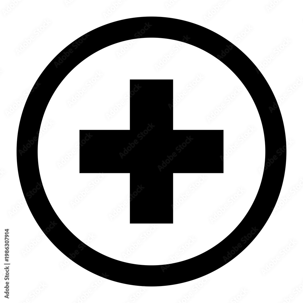 Obraz premium Plus icon in circle isolated on Transparent background