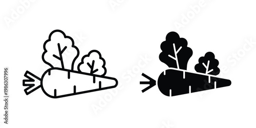 Vegetables icon symbol collection, Stroke and flat icons