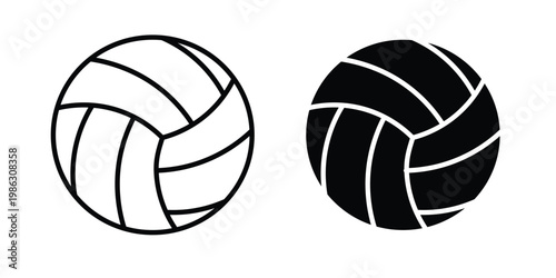 Volleyball icon symbol collection, Stroke and flat icons