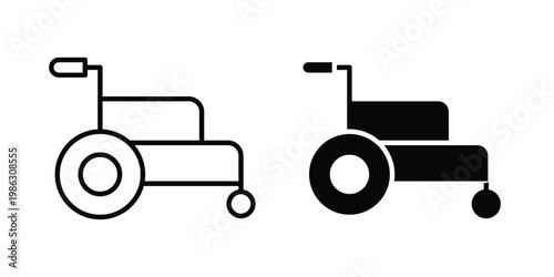Wheelchair icon symbol collection, Stroke and flat icons