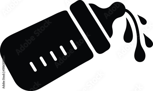 Baby bottle pouring milk silhouette vector illustration