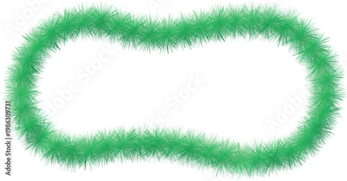 Abstract green grass border frame with soft fuzzy texture. Organic decorative shape for eco themed design and natural branding layouts. Isolated botanical edge element for banners, cards, and web grap