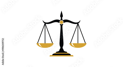 A simple illustration depicting a black scale with golden bowls and base