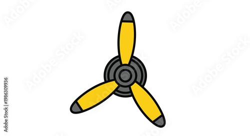 Simple illustration of a yellow propeller against a white background