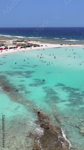 Baby Beach At San Nicolas In Oranjestad Aruba. Beach Landscape. Caribbean Paradise. San Nicolas At Oranjestad Aruba. Seascape Outdoor. Nature Tourism.