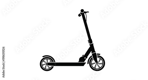 A black silhouette of a modern electric scooter on a white background