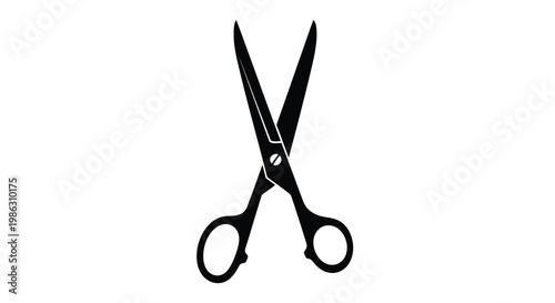 Black silhouette of open scissors against a white background