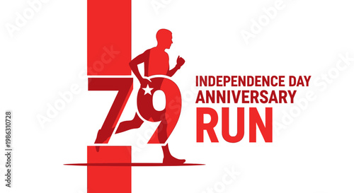 A Bold Red Illustration Celebrating The 79th Anniversary Independence Run Event