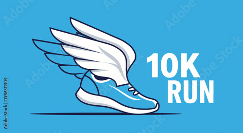 A Creative Illustration of a Running Shoe With Wings Ideal for 10K Events and Marathons Globally