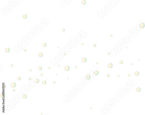 Floating soap bubbles isolated on a transparent background. Clear iridescent water drops with shiny reflections