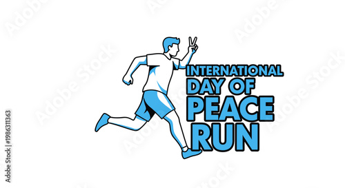 A Day For Peace: International Run Celebration With Peace Symbol and a Running Person