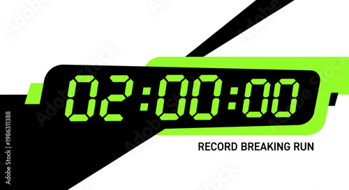 A Digital Timer Showing Two Minutes, Highlighting a New Record in a Competitive Run
