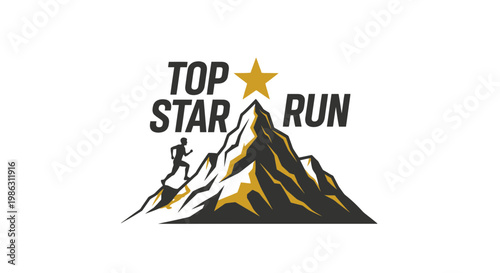 A Person Scaling Mountain Toward Star, Achievement Concept, Fitness and Competition