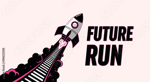 A Rocket Soaring Into The Future With A Pathway Leading To Success and Run