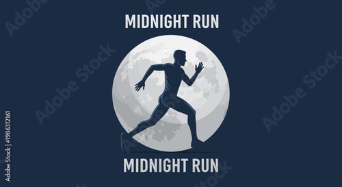 A Silhouette Person Running At Midnight With The Full Moon Background