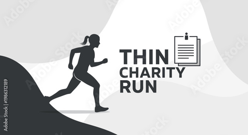 A Silhouette Person Running for a Thin Charity Run Promoting Fitness and Fundraisers