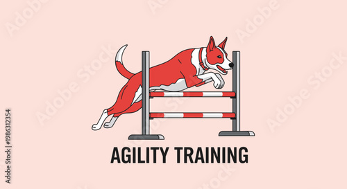 A Sporting Dog Displaying Agility by Jumping Through a Striped Obstacle for Exercise