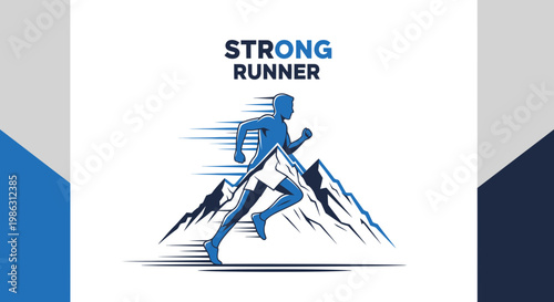 A Strong Runner Silhouetted on Mountains Illustrates Endurance, Strength and Motivation