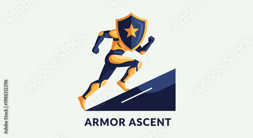 A Superhero Ascends a Slope, Carrying a Shield Symbolizing Protection and Resilience