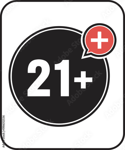 Digital age verification mark for mature content access, ensuring compliance with minimum age requirements