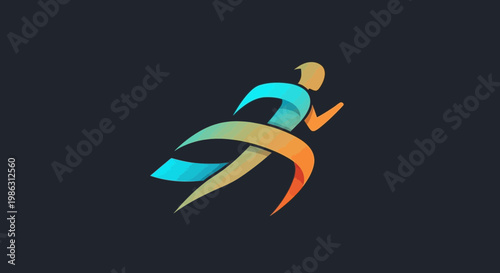 Abstract Colorful Runner Symbolizing Movement, Energy and Physical Activity