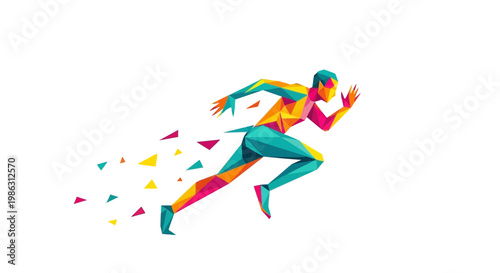 Abstract Colorful Runner In Motion: A Modern and Dynamic Geometric Design
