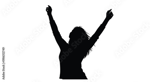 Silhouette of a woman with arms raised in a celebratory pose