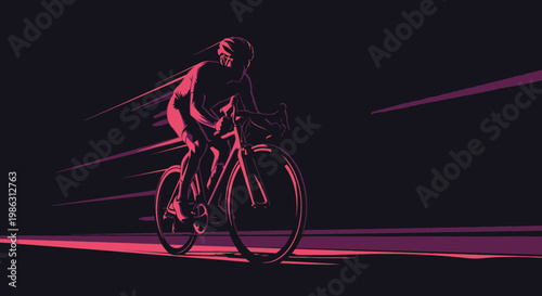 Abstract Cyclist Silhouette In Motion Against Dark Background Delivering Forward Momentum