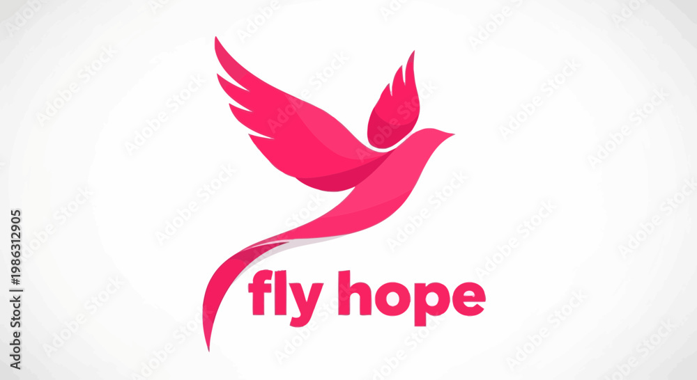 Fototapeta premium Abstract Pink Bird Symbolizing Flight, Freedom, And Hope In Modern Logo Design