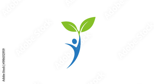 Abstract Graphic of Person Supporting Growth Representing Positive Energy and Well-being