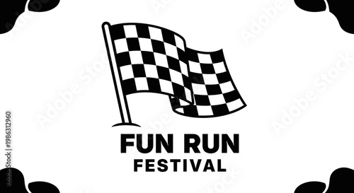 Abstract Graphic Design With A Checkered Flag Indicating Fun Run Festival Celebration
