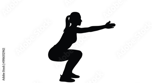 Silhouette of a woman performing a deep squat exercise