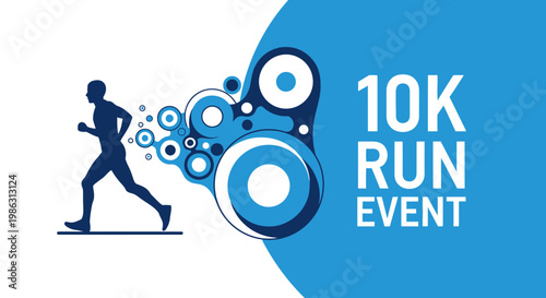Abstract Runner Silhouette Signifying Movement In A 10K Run Event Design