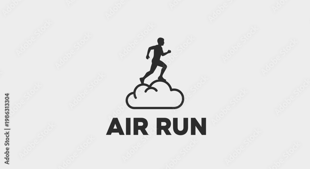Fototapeta premium Abstract Silhouette Runner On Cloud With Text