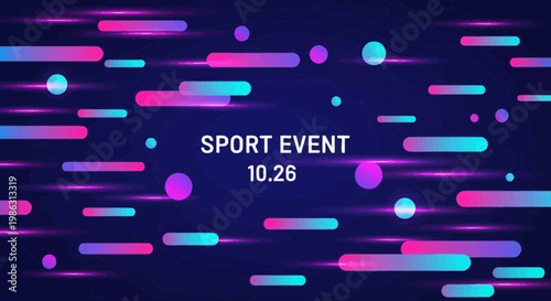 Abstract Sport Event Announcement With Colorful Geometric Illustration And Date