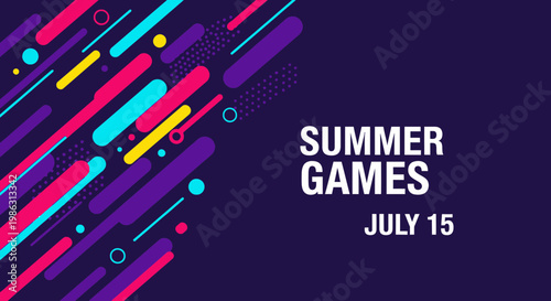 Abstract Summer Games Design: A Colorful and Dynamic Geometric Background for Events