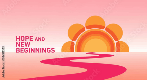 Abstract Sunrise Illustrating Hope With A Journey Path To A New Beginning