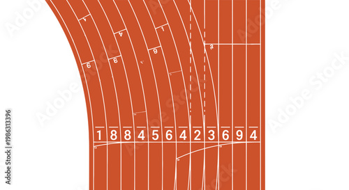 Abstract Track And Field Design With Running Lanes And Numbered Starting Grids