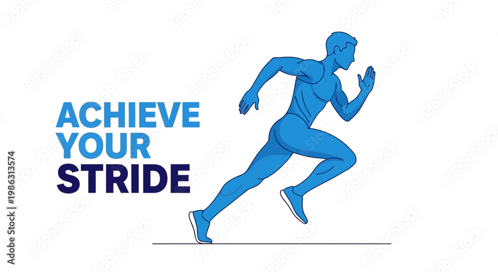 Fototapeta premium Achieving Your Stride: Motivational Vector Illustration Of A Runner In Action