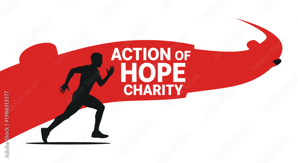 Obraz premium Action Of Hope Charity: Dynamic Silhouette of Runner Symbolizing Support And Charity.