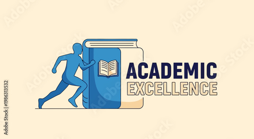 Academic Pursuit Depicted By Runner Leaning on Knowledge and Striving For Excellence