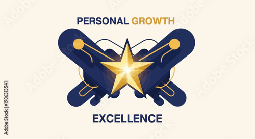 Achieving Excellence Through Continuous Personal Growth and Star-Shaped Emblem Design