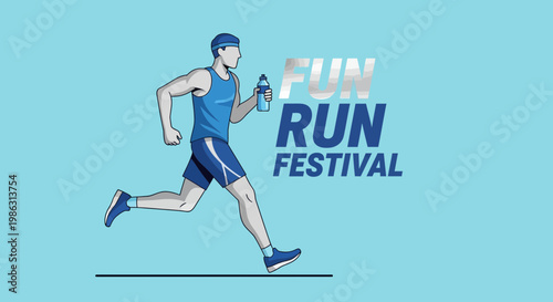 Active Man Participating in a Vibrant Fun Run Festival Event